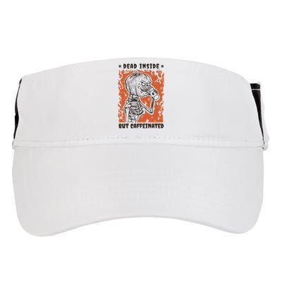 Dead Inside But Caffeinated Pumpkin Skeleton Adult Drive Performance Visor