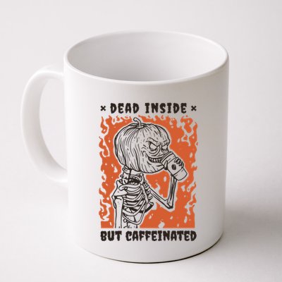 Dead Inside But Caffeinated Pumpkin Skeleton Coffee Mug