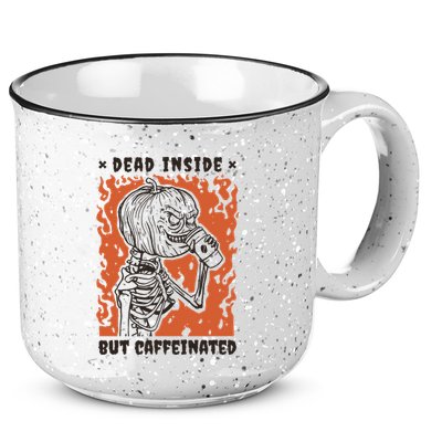 Dead Inside But Caffeinated Pumpkin Skeleton 15oz Campfire Ceramic Mug