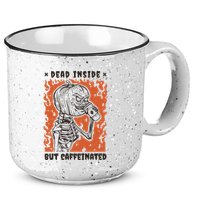 Dead Inside But Caffeinated Pumpkin Skeleton 15oz Campfire Ceramic Mug