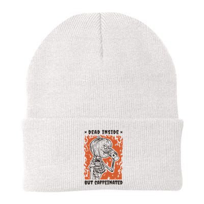 Dead Inside But Caffeinated Pumpkin Skeleton Beanie
