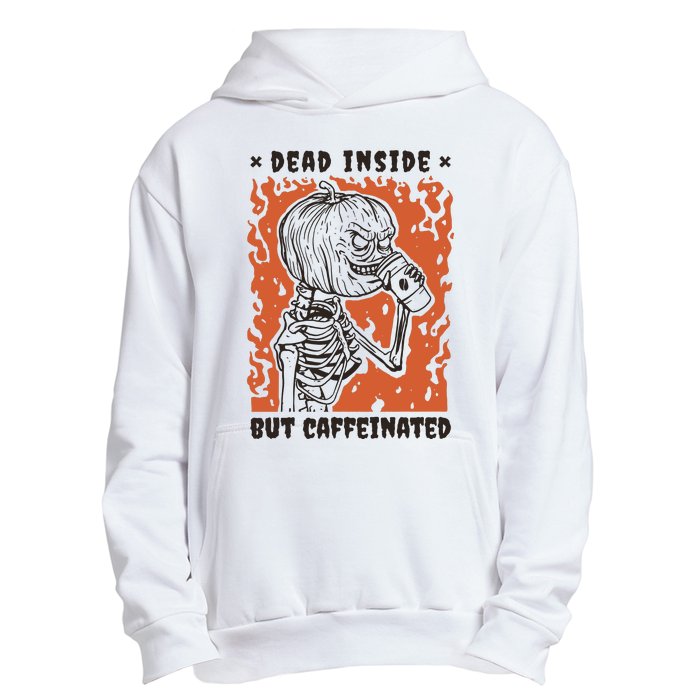 Dead Inside But Caffeinated Pumpkin Skeleton Urban Pullover Hoodie