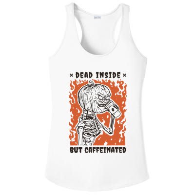 Dead Inside But Caffeinated Pumpkin Skeleton Ladies PosiCharge Competitor Racerback Tank