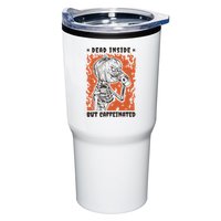 Dead Inside But Caffeinated Pumpkin Skeleton Tumbler