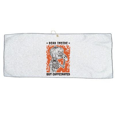 Dead Inside But Caffeinated Pumpkin Skeleton Large Microfiber Waffle Golf Towel