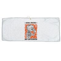 Dead Inside But Caffeinated Pumpkin Skeleton Large Microfiber Waffle Golf Towel