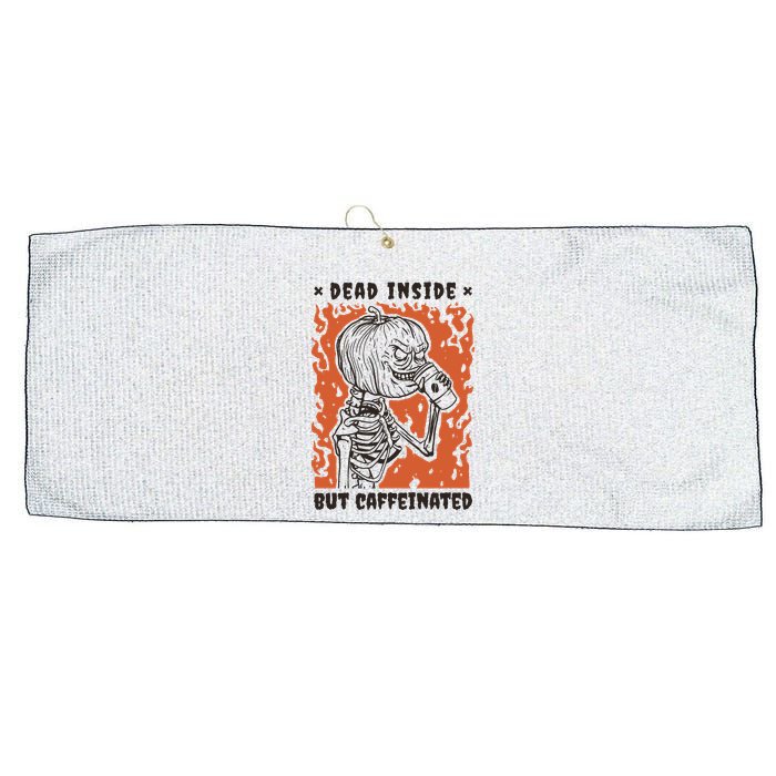 Dead Inside But Caffeinated Pumpkin Skeleton Large Microfiber Waffle Golf Towel