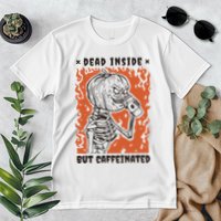 Dead Inside But Caffeinated Pumpkin Skeleton Premium T-Shirt