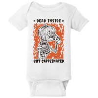 Dead Inside But Caffeinated Pumpkin Skeleton Baby Bodysuit