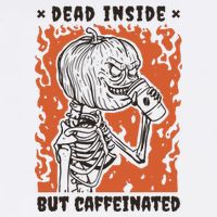 Dead Inside But Caffeinated Pumpkin Skeleton Baby Bodysuit