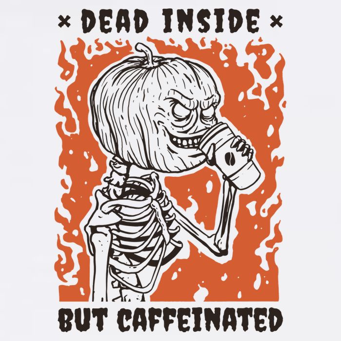 Dead Inside But Caffeinated Pumpkin Skeleton Baby Bodysuit