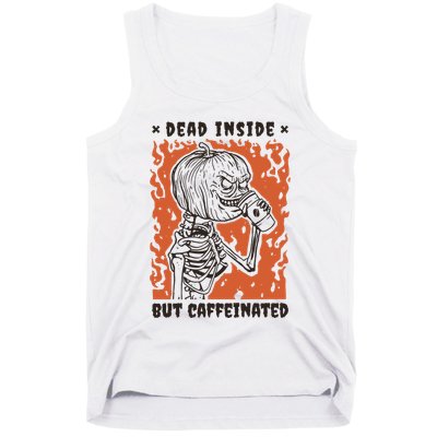 Dead Inside But Caffeinated Pumpkin Skeleton Tank Top