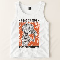 Dead Inside But Caffeinated Pumpkin Skeleton Tank Top