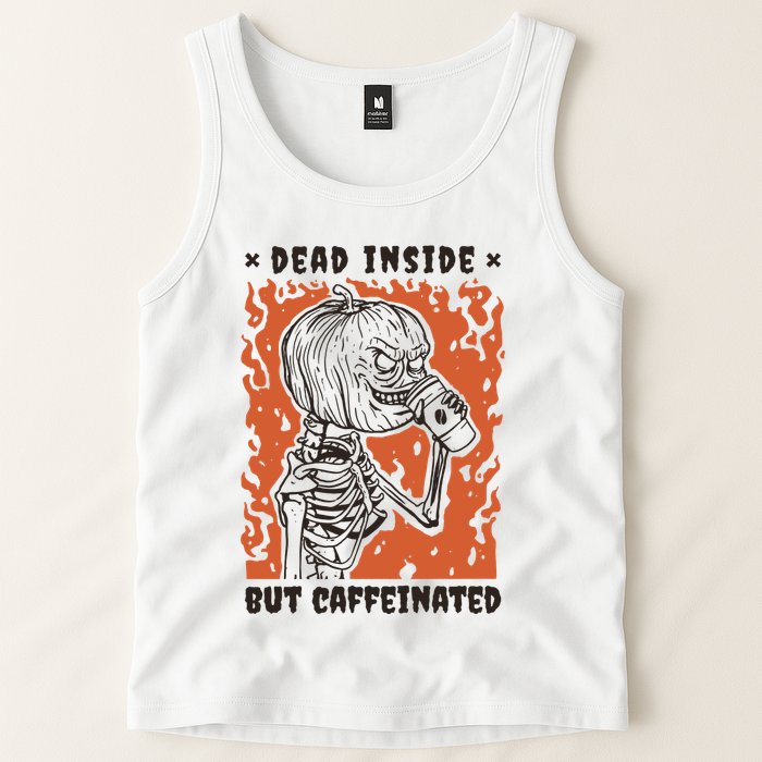 Dead Inside But Caffeinated Pumpkin Skeleton Tank Top