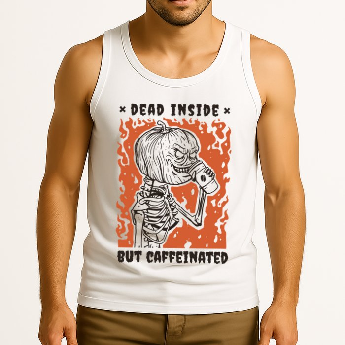 Dead Inside But Caffeinated Pumpkin Skeleton Tank Top