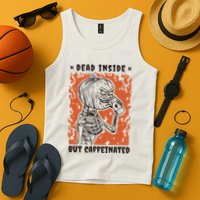 Dead Inside But Caffeinated Pumpkin Skeleton Tank Top