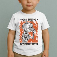 Dead Inside But Caffeinated Pumpkin Skeleton Toddler T-Shirt
