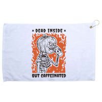 Dead Inside But Caffeinated Pumpkin Skeleton Grommeted Golf Towel