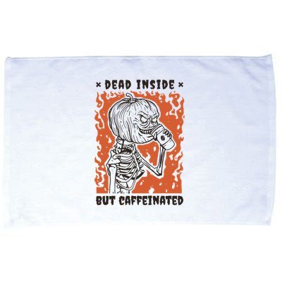 Dead Inside But Caffeinated Pumpkin Skeleton Microfiber Hand Towel