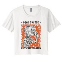 Dead Inside But Caffeinated Pumpkin Skeleton Crop Top