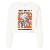 Dead Inside But Caffeinated Pumpkin Skeleton Cropped Pullover Crew
