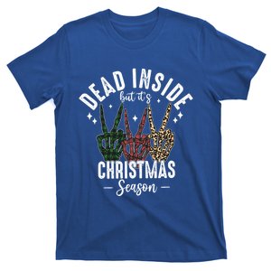 Dead Inside But ItS Christmas Season Leopard Red Plaid Cool Gift T-Shirt