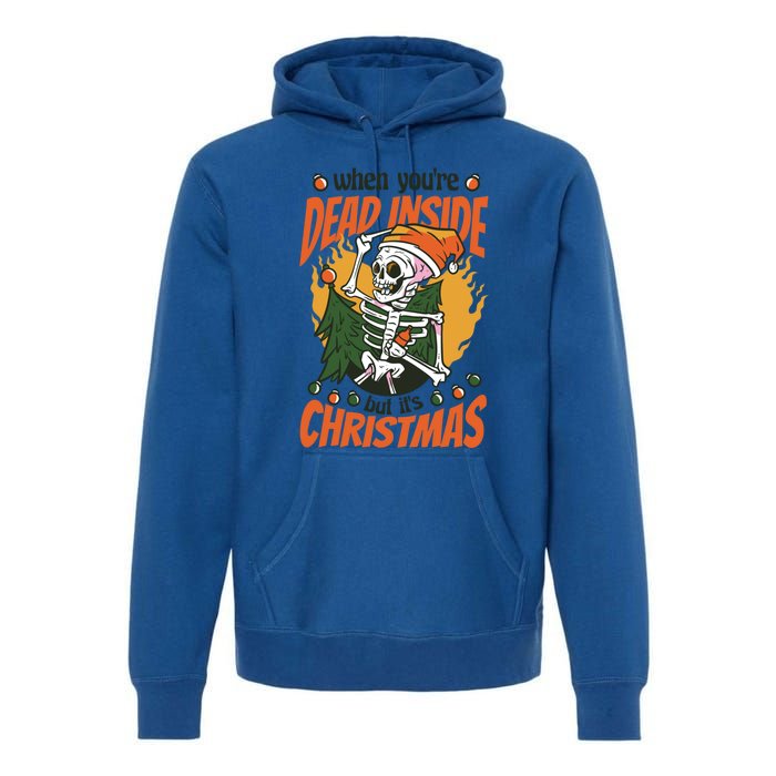 Dead Inside But ItS Christmas Skull Xmas Lover Gift Premium Hoodie