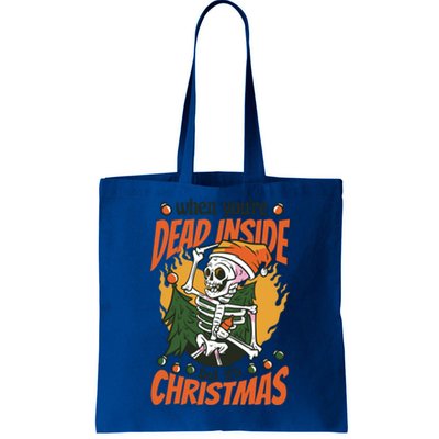 Dead Inside But ItS Christmas Skull Xmas Lover Gift Tote Bag