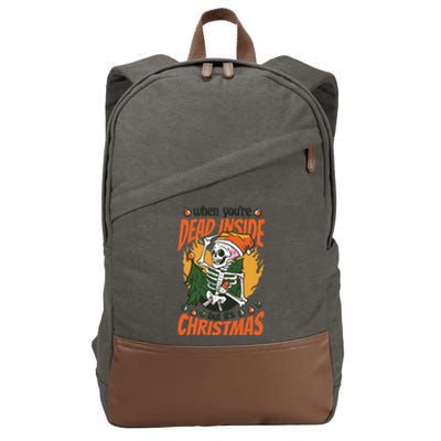 Dead Inside But ItS Christmas Skull Xmas Lover Gift Cotton Canvas Backpack