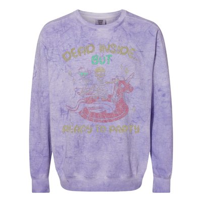 Dead Inside But Ready To Party Skeleton Chilling Colorblast Crewneck Sweatshirt