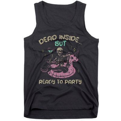 Dead Inside But Ready To Party Skeleton Chilling Tank Top