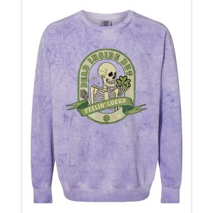 Dead Inside But Feelin Lucky Colorblast Crewneck Sweatshirt