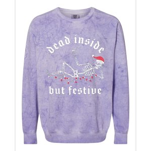 Dead Inside But Festive Christmas Skeleton Drinking Love Colorblast Crewneck Sweatshirt