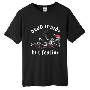 Dead Inside But Festive Christmas Skeleton Drinking Love Tall Fusion ChromaSoft Performance T-Shirt