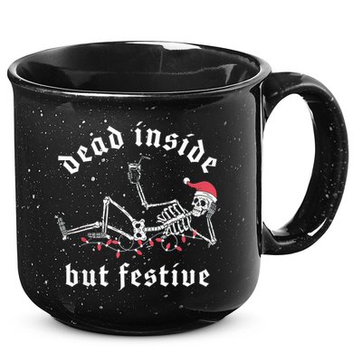 Dead Inside But Festive Christmas Skeleton Drinking Love 15oz Campfire Ceramic Mug