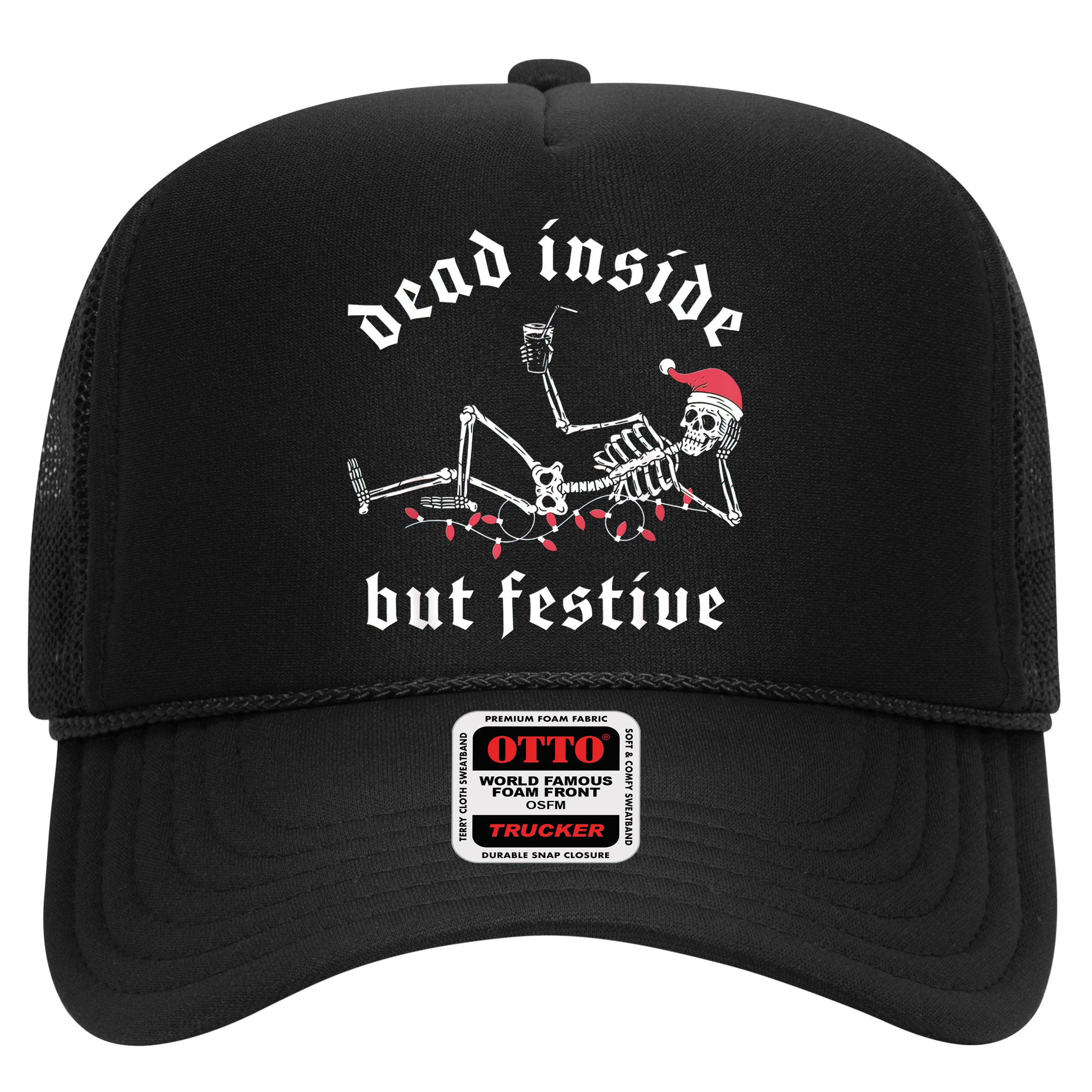 Dead Inside But Festive Christmas Skeleton Drinking Love Hat