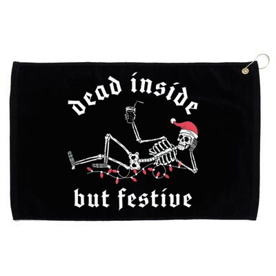 Dead Inside But Festive Christmas Skeleton Drinking Love Grommeted Golf Towel