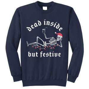 Dead Inside But Festive Christmas Skeleton Drinking Love Sweatshirt