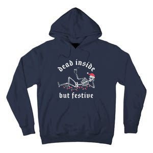 Dead Inside But Festive Christmas Skeleton Drinking Love Tall Hoodie