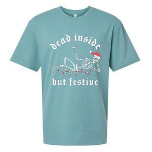 Dead Inside But Festive Christmas Skeleton Drinking Love Sueded Cloud Jersey T-Shirt