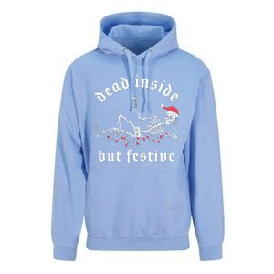 Dead Inside But Festive Christmas Skeleton Drinking Love Unisex Surf Hoodie