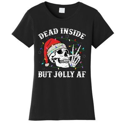 Dead Inside But Jolly Af Skull Santa Light Skeleton Pajamas Women's T-Shirt