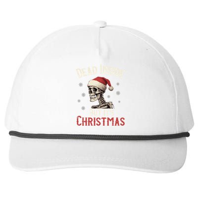 Dead Inside But ItS Christmas: Skeleton In Red Santa Hat Meaningful Gift Snapback Five-Panel Rope Hat