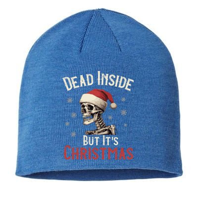 Dead Inside But ItS Christmas: Skeleton In Red Santa Hat Meaningful Gift Sustainable Beanie