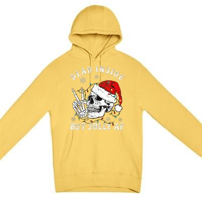 Dead Inside But Jolly AF Skeleton Santa Christmas Pajamas Premium Pullover Hoodie