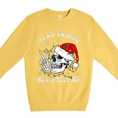 Dead Inside But Jolly AF Skeleton Santa Christmas Pajamas Premium Crewneck Sweatshirt