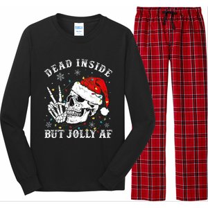 Dead Inside But Jolly AF Skeleton Santa Christmas Pajamas Long Sleeve Pajama Set