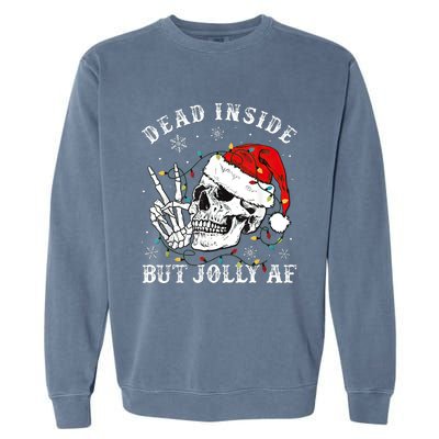 Dead Inside But Jolly AF Skeleton Santa Christmas Pajamas Garment-Dyed Sweatshirt