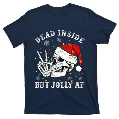 Dead Inside But Jolly AF Skeleton Santa Christmas Pajamas T-Shirt