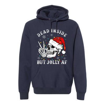 Dead Inside But Jolly AF Skeleton Santa Christmas Pajamas Premium Hoodie